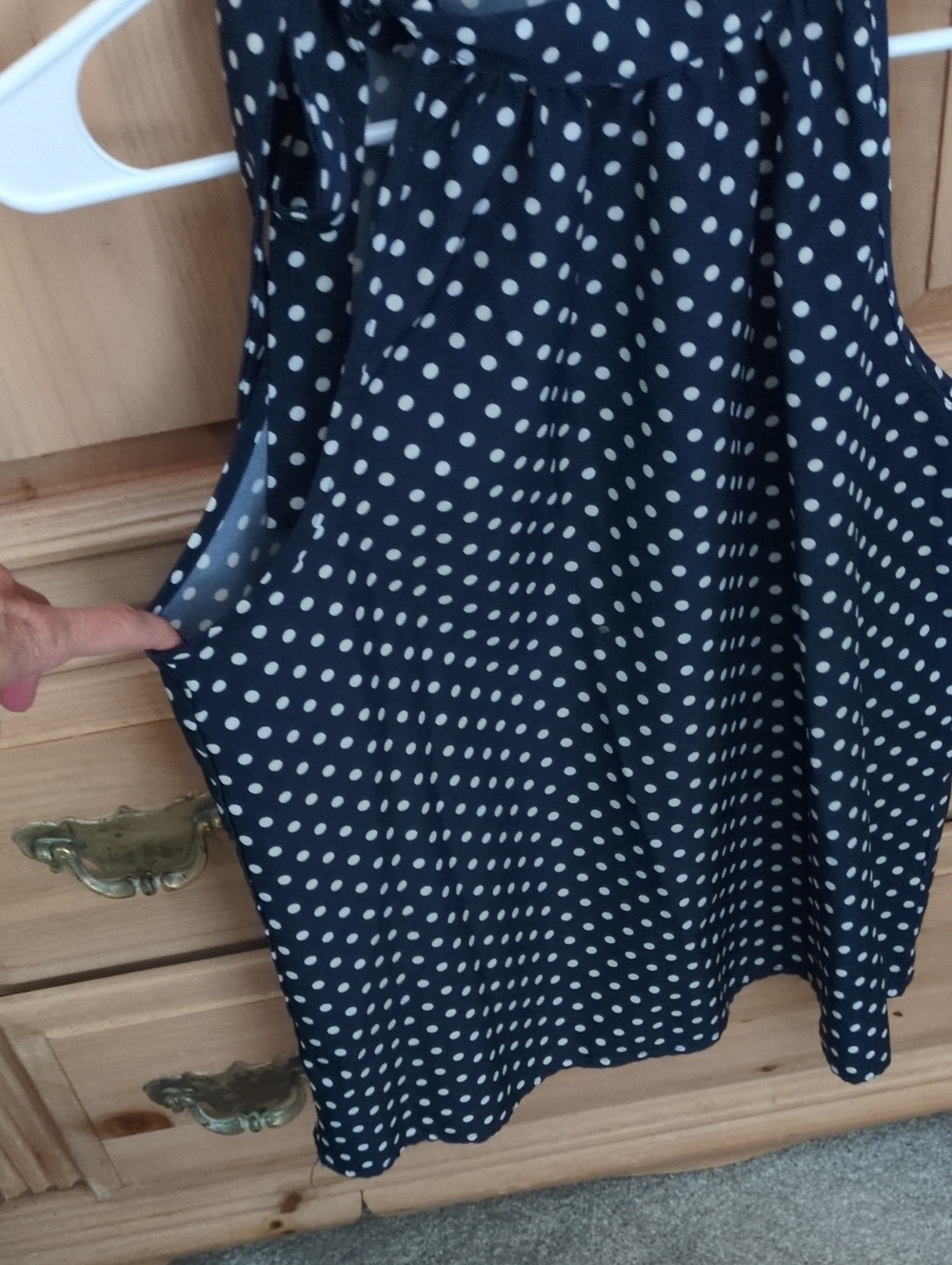 Women’s Navy Polka Dot Sleeveless Blouse